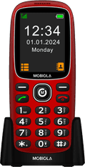 Mobiola MB3120i pohodlný telefón nielen pre seniorov, 2,4" displej, SOS tlačidlo, nabíjací stojan, červený