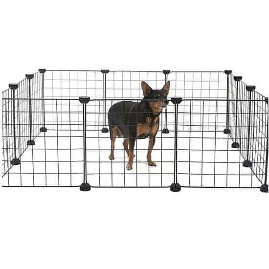 MUVU Černá kovová ohrádka pro psa kočku štěně králíka 108 x 108 cm