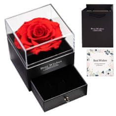 Solex Kazeta na bižutériu čierna s červenou ružou BEST WISHES CA113 (11x9x9cm)