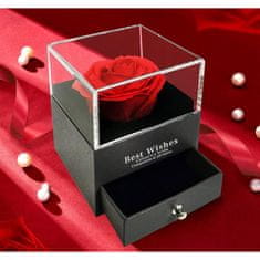Solex Kazeta na bižutériu čierna s červenou ružou BEST WISHES CA113 (11x9x9cm)