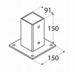 DOMAX Základňa stĺpa priskrutkovaná k betónu 91x150x2mm pozinkovaná