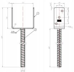 DOMAX Základňa stĺpa Kotviaca skrutka pozinkovaná 121x624x124mm