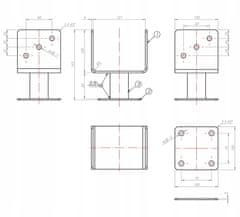 DOMAX Nastaviteľná základňa stĺpa 121x121x163 mm pozinkovaná