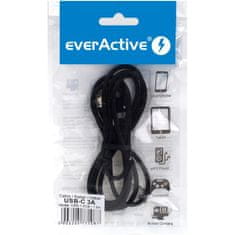 Moveo USB silikónový kábel - USB-C / Type-C everActive CBS-1.5CB 150cm s podporou rýchleho nabíjania až 3A čierny