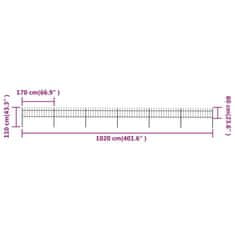 Vidaxl Oceľový záhradný plot so špicatými vrchmi 10,2x0,6 m čierny