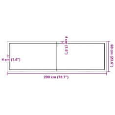 Vidaxl Kúpeľňová doska bledohnedá 200x60x(2-6) cm ošetrený masív