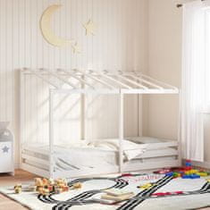 Petromila vidaXL Detská posteľ so strechou biela 90x200 cm borovicový masív