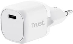 TRUST síťový adaptér Maxo, USB-C, 20W, biela