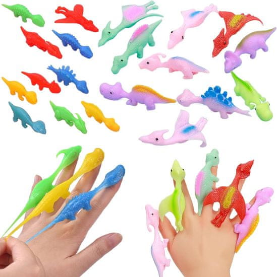 Mormark Detské elastické viacfarebné hračky na prsty s dinosaurami (5 ks) | TOYOSAUR