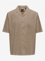 ONLY&SONS Hnedá pánska vzorovaná košeľa ONLY & SONS Ron M