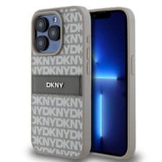 DKNY  Zadný kryt KNY PU Leather Repeat Pattern Tonal Stripe pre iPhone 15 Pro Max Beige