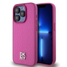 DKNY Zadný kryt PU Leather Repeat Pattern Stack Logo Magsafe pre iPhone 15 Pro Pink