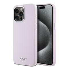 DKNY  Liquid Silicone Silver Metal Logo Magsafe zadný kryt pre iPhone 15 Pro Max Pink