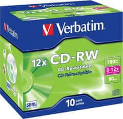 VERBATIM CD-RW80 700MB/ 12x/ 80min/ jewel/ 10pack