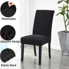 HOME & MARKER® Elastické prateľné viacfarebné poťahy na stoličky (4 ks) – čierna | CHAIRGLAM