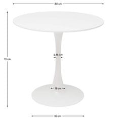 KONDELA Okrúhly jedálenský stôl Reventon 80 - biela matná