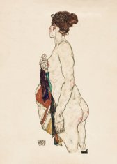 Pelcasa Standing Nude Woman With A Patterned Robe 1917 - 30x40 cm 