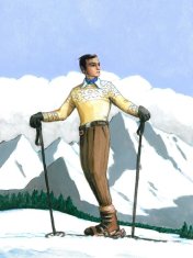 Pelcasa Skier Enjoying The View - 30x40 cm 