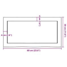 Vidaxl Kúpeľňová doska tmavohnedá 60x30x(2-4) cm ošetrený masív