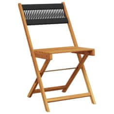 Petromila vidaXL Bistro stoličky 2 ks čierne masívne akáciové drevo a povrázky