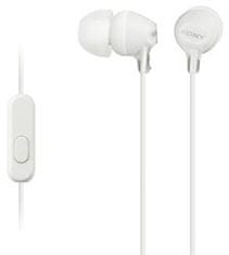 SONY slúchadlá MDR-EX15AP, handsfree, biele