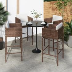 Petromila vidaXL Barové stoličky 4 ks s podložkami hnedé polyratanové