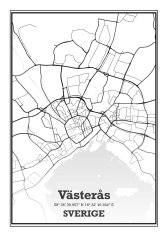 Pelcasa Västerås Stad Karta Poster - 21x30 cm 