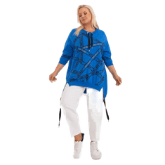 RELEVANCE Dámska plus size blúzka s rozparkami tmavomodrá RV-TU-7598.94_407983 Univerzálne