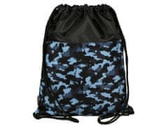 STARPAK Modro-šedý vojenský taška na topánky a školný taška na rameno 45x35,5cm STARPAK 