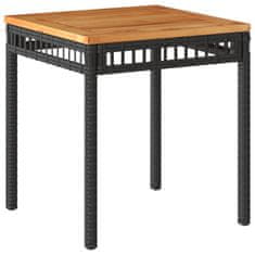 Vidaxl Záhradný stôl čierny 38x38x42 cm polyratan akáciové drevo