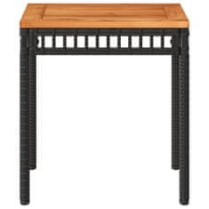Vidaxl Záhradný stôl čierny 38x38x42 cm polyratan akáciové drevo