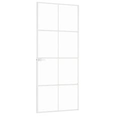 Vidaxl Vnútorné dvere biele 83x201,5 cm tvrdené sklo a hliník úzke