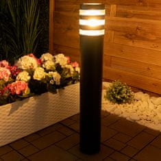 LUMILED Záhradná lampa E27 okrúhly vonkajší stĺp RINGO čierny 60cm