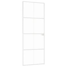 Vidaxl Interiérové dvere biele 76x201,5 cm tvrdené sklo a hliník úzke