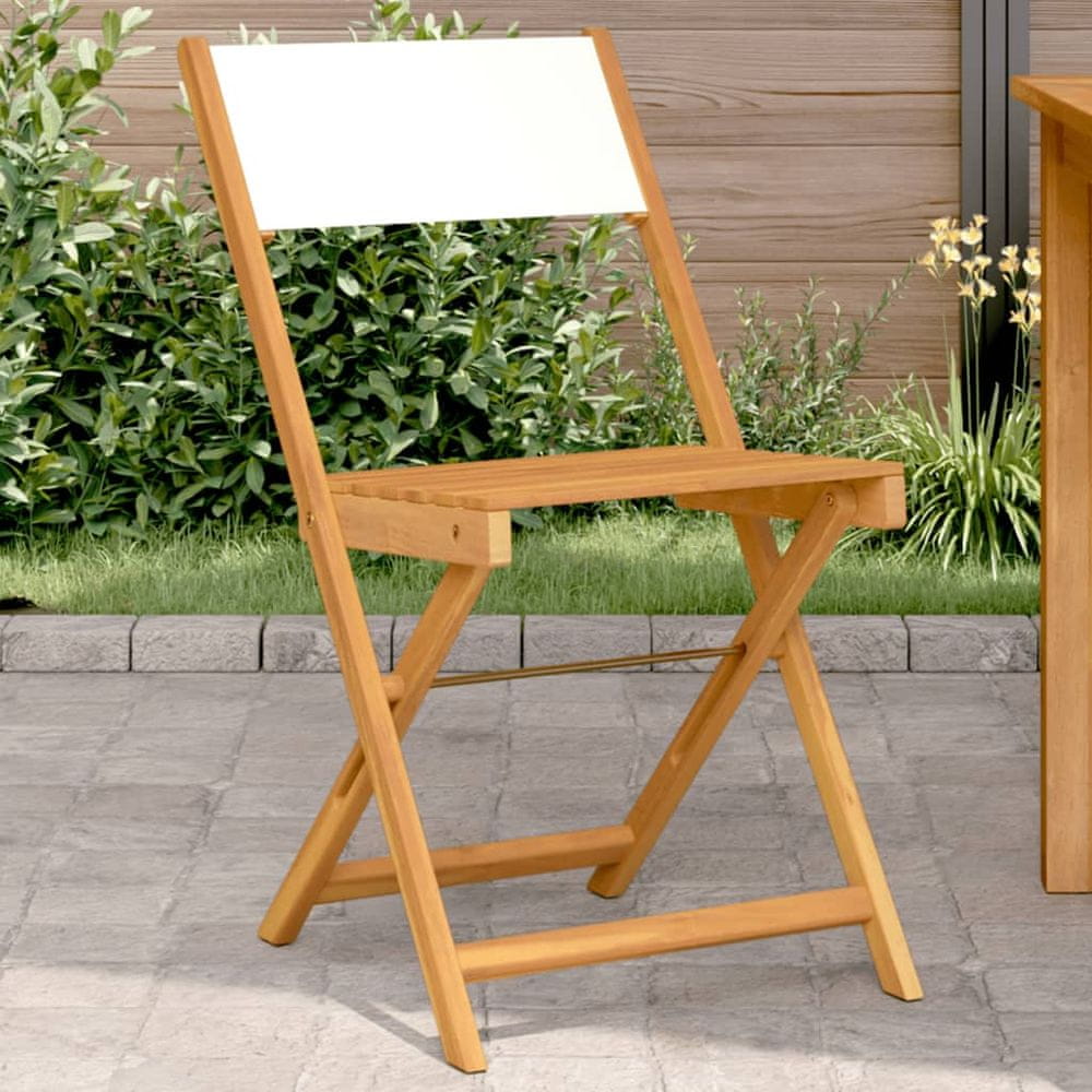 Petromila vidaXL Bistro stoličky 2 ks krémovobiele akáciové masívne drevo látka