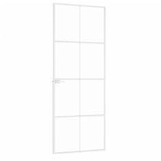 Vidaxl Interiérové dvere biele 76x201,5 cm tvrdené sklo a hliník úzke
