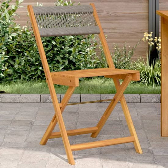 Petromila vidaXL Bistro stoličky 2 ks sivé masívne akáciové drevo a povrázky