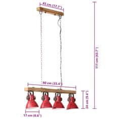 Petromila vidaXL Závesná lampa 25 W šmuhovaná červená 90x24x111 cm E27