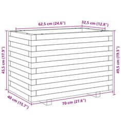 Petromila vidaXL Záhradný kvetináč biely 70x40x49,5 cm borovicový masív