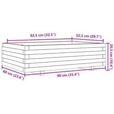 Vidaxl Záhradný kvetináč biely 90x60x26,5 cm masívna borovica