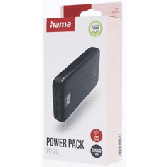 HAMA PD 20 powerbanka, 20000 mAh, 3 výstupy: 2x USB-C, 1x USB-A, LED displej, PD, Qualcomm