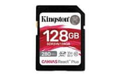 Kingston pamäťová karta 128 GB Canvas React Plus SDXC UHS-II 280 R/100 W U3 V60 pre Full HD/4K