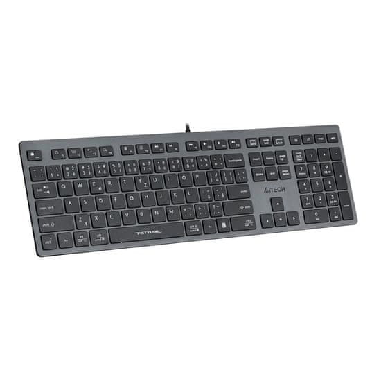 A4Tech FX50, kancelárska klávesnica, nízkoprofilová, USB, CZ/SK, šedá