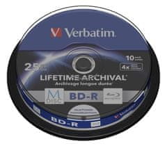 VERBATIM BD-R Blu-Ray SL 25GB/ 4x/ Inkjet printable/ 10pack/ spindle