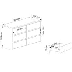 Akord Komoda CL 100 cm 6 zásuviek dub sonoma