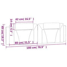 Vidaxl Panel na čelo postele, bielo čierny 180 cm, umelá koža