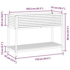 Petromila vidaXL Záhradný kvetináč s policou 110x45x80 cm masívna akácia a oceľ