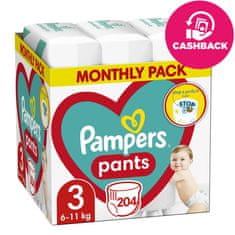 Pampers Pants Nohavičky plienkové jednorazové 3 (6-11 kg) 204 ks - MESAČNÁ ZÁSOBA