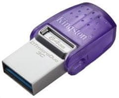 Kingston DataTraveler MicroDuo 3C/64GB/USB 3.2/USB-A + USB-C/Fialová