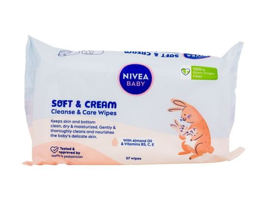 Nivea Nivea - Baby Soft & Cream Cleanse & Care Wipes - For Kids, 57 pc